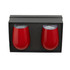 A drink cup gift set featuring two red insulated cups in a black packaging box, with a foam insert for protection.