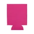 A pink stubby cooler with stitched edges, designed for holding drink bottles. It features a logo or branding.