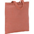 A recycled 140gms cotton twill tote bag in a coral orange shade with two handles and a simple design.