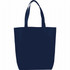 A navy blue non-woven tote bag with two handles and a simple design. It features a logo.