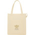 A cream insulated grocery tote with handles and a logo on the front, featuring a spacious main compartment.