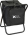 A black cooler seat with a sturdy frame and a front pocket. It features a logo on the front.