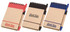 A notepad set featuring three colours: red, black, and blue, each with a matching pen and a logo.