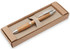 A bamboo pen with a silver clip presented in a kraft box. The packaging features a textured insert.