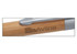 A wooden pen with a silver clip, featuring branding on the barrel.