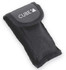 A black tool pouch with a Velcro closure featuring a logo on the front.