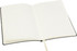 A black Tango A5 notebook with lined pages and a ribbon bookmark, open to reveal the blank interior.