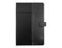A black notebook with a sleek cover featuring a pocket and a fastening strap. Designed for remote work.