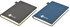 Two Tab Deluxe A5 Notebooks in grey and navy, featuring a logo on the cover. Both have a sleek design with a closure.