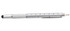 A silver DIY stylus pen with a textured grip and a ruler printed along its side.