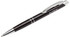 A black metal pen with a chrome clip and accents, featuring a logo on the barrel.