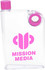 A drink bottle in clear plastic with a pink lid and a top corner opening, featuring a pink logo on the front.