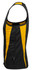 A black and yellow men's singlet with a sleek design and a logo on the side.