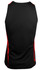 A black singlet featuring red side panels. The design includes a logo on the back.