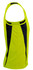 A yellow and black men's singlet with a sporty design and a logo on the fabric.