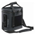 A cooler bag in dark grey with a padded handle and shoulder strap, featuring a logo.
