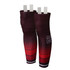 Ice hockey socks in maroon and red with a gradient design and a logo. Features two tabs at the top.