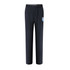 Navy blue suit pants with a logo on the side. Tailored design for formal or school settings.