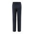 Navy suit trousers with a straight cut and pockets, featuring a rear view design. Includes a branding logo.