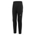 Black soccer goalkeeper pants with padded features and an accompanying logo.