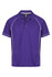 A purple polo shirt with white piping and a logo on the chest. Suitable for men's casual wear.