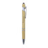 A bamboo stylus pen featuring a sleek design, silver accents, and a clip for easy attachment.