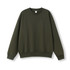 An olive green adult's oversized crew neck fleece jumper with a relaxed fit and ribbed cuffs.