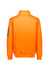 Unisex water-resistant 1/4 zip pullover in bright orange, featuring a grey logo on the sleeve.