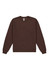 A brown crew sweatshirt with long sleeves and a rounded neckline. It features a simple design and has a logo.