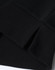 A close-up of the hem and cuff of a black unisex crew neck sweater, featuring a ribbed design and a small split detail.