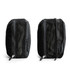 A black packing cube with mesh panels, featuring zip closures on both sides. It has a logo on one side.