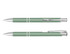 A green pen with silver accents, featuring a sleek design and a clip for easy attachment.
