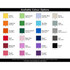 A colour chart displaying various options for the Colombo Stylus Pen INDENT, including shades like Yellow, Navy, and Burgundy.