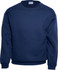 A navy blue crew neck fleece jumper with long sleeves and a simple design. Features a logo on the label.