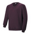 A unisex adults V neck fleece jumper in a deep purple colour, featuring a logo on the chest.