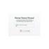 A decorative card featuring a welcoming message and a logo, with a clean design and subtle colours.