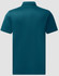 A teal sustainable jacquard knit short-sleeve polo shirt, featuring a collar and a branding logo.