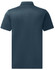 A dark navy blue men's polo shirt featuring a jacquard knit texture and a collar, with a logo on the back.
