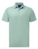 A short-sleeved polo in a soft mint green colour, featuring a collar and a logo at the neck.
