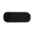A black and grey zippered pouch with an oval shape and no visible branding.