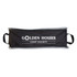 A black travel pouch with grey trim and handles, featuring a logo with the words "Golden Hours Camp Society."
