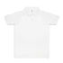 A white custom men's active polo shirt featuring a collar and a logo.