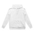 A white active hoodie featuring a front pouch pocket and a logo on the label.