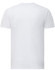 A white short-sleeve tee shirt made of premium cotton, featuring a logo on the back.