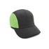A black and bright green 6-panel cap with a structured design and a logo on the front.