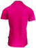 A vibrant pink polo shirt with a fitted design, featuring a contrasting side stripe and a logo detail.