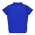 A blue polo shirt featuring short sleeves and a collar, with contrasting white side panels.