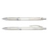 Translucent plastic pens in clear and silver, featuring a textured grip and a clip for convenience.