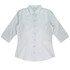 Light grey button-up shirt with 3/4 sleeves, featuring a tailored fit and a logo on the collar.