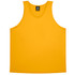 A bright yellow kids' singlet featuring a branded label at the neck.